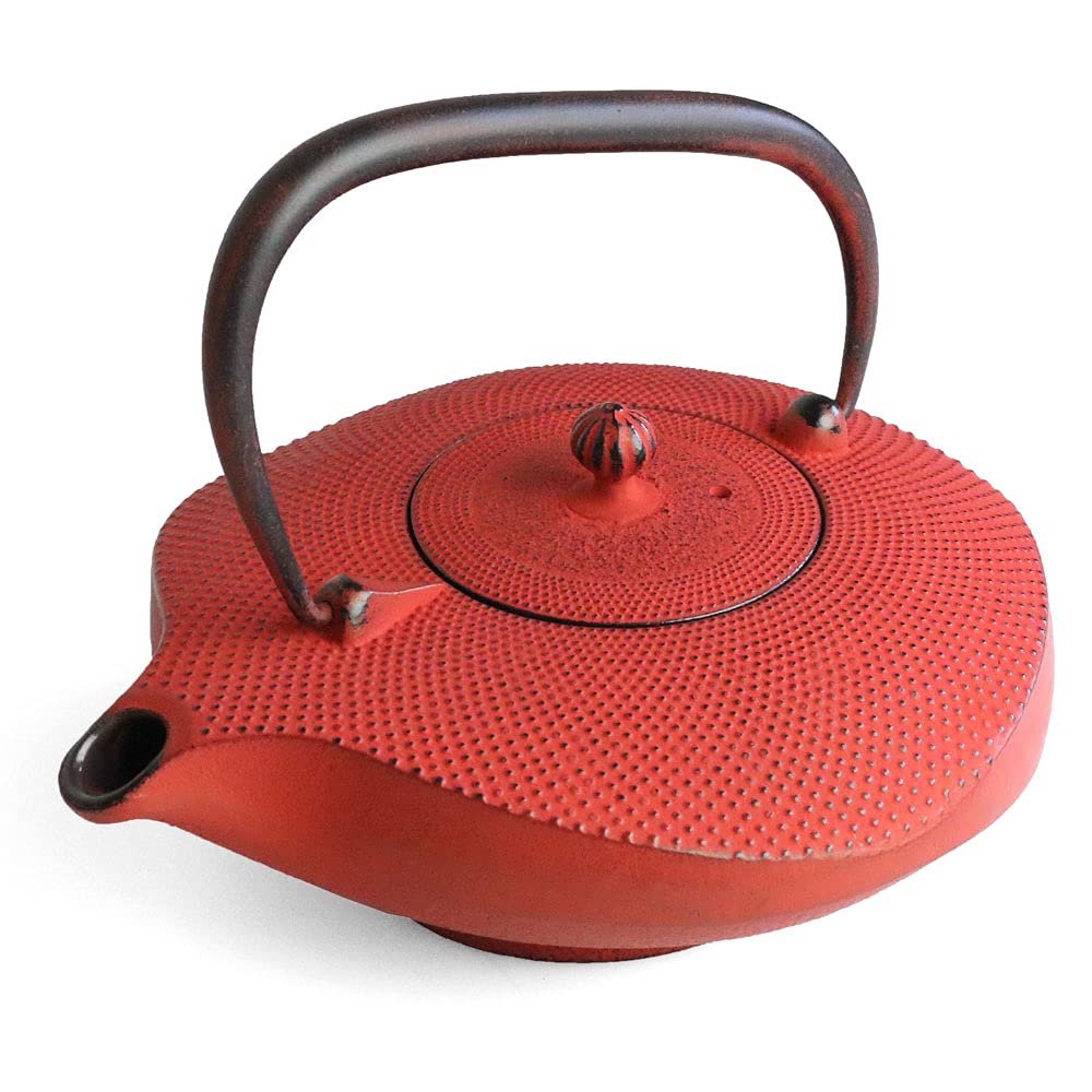 Чайник Oshu Nanbu Ironware в южном стиле Kawasemi, эмалированный, с ситечком для чая, изготовлен в Японии, железный чайник, стильный подарочный набор для интерьера, 22 шт. красный PITAKITE