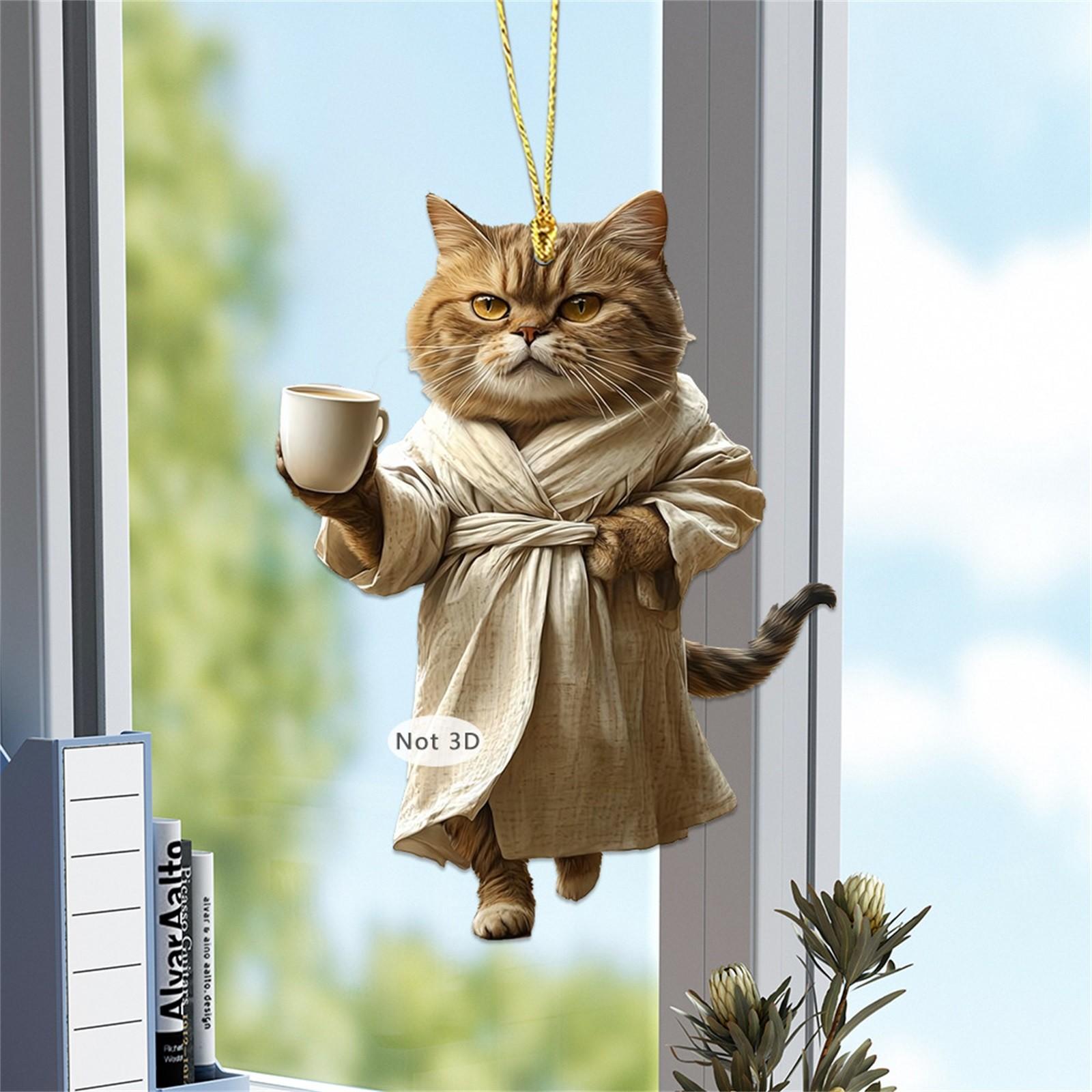 Мультяшная девочка-кошка, серия 2D, акриловый брелок, подвеска, милый кот, сумка, подвеска для автомобиля One Size brown Yoling