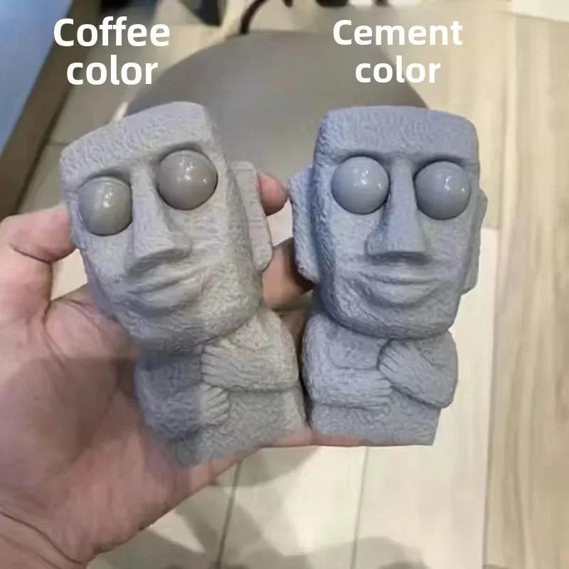 Stone man releases stress toy slowly rebounds soft Moai statue squeeze eyes interested expression relaxes stress children s gift gray Phone Case CSWO02