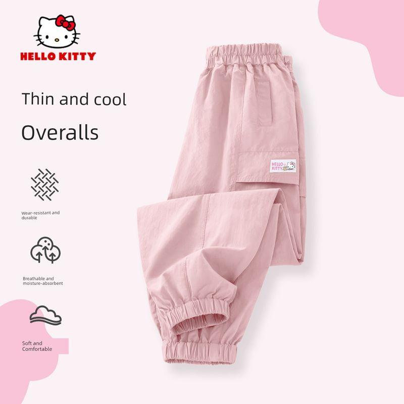 Hello Kitty Girls  Summer Pants Children s Cargo Pants Pink Mosquito-Proof Pants Long Pants Big Kids Summer Clothing Children s Wear Edyr Painting K Powder 110 white TAOMall