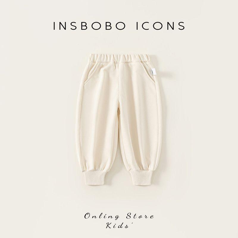 Insbobo Girls  Pants 2026 Spring New Style Girls  Jogger Pants Children s Spring and Autumn Stylish Long Pants Children s Clothing Trendy Rice White 80 beige TAOMall