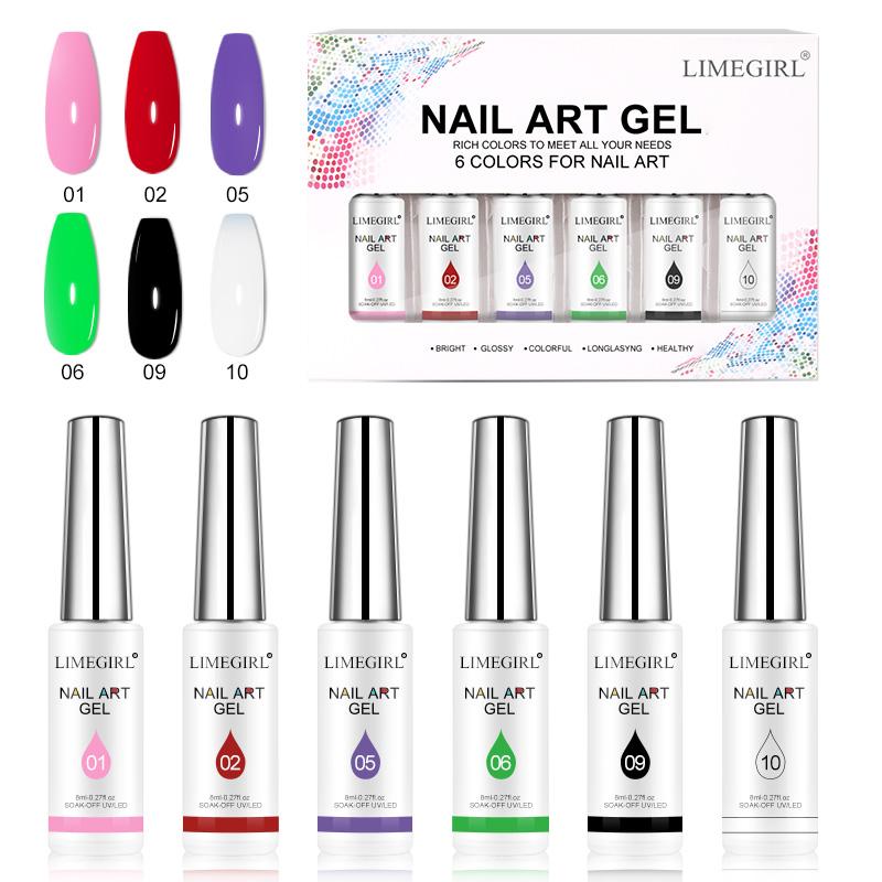 Limegirl набор гель-лаков для дизайна ногтей Soak Off UV/LED полуперманентные чернила цветной гель-лак для ногтей лак для салона живопись дизайн gray