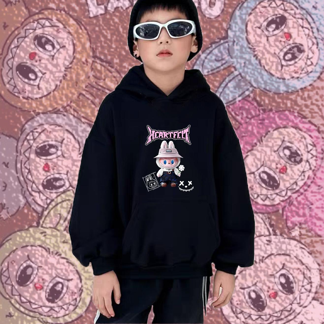 Детское худи Новое модное Labubu Kids Милое мультяшное повседневное худи 100-160см Мальчики Девочки 110 gray huiteng1