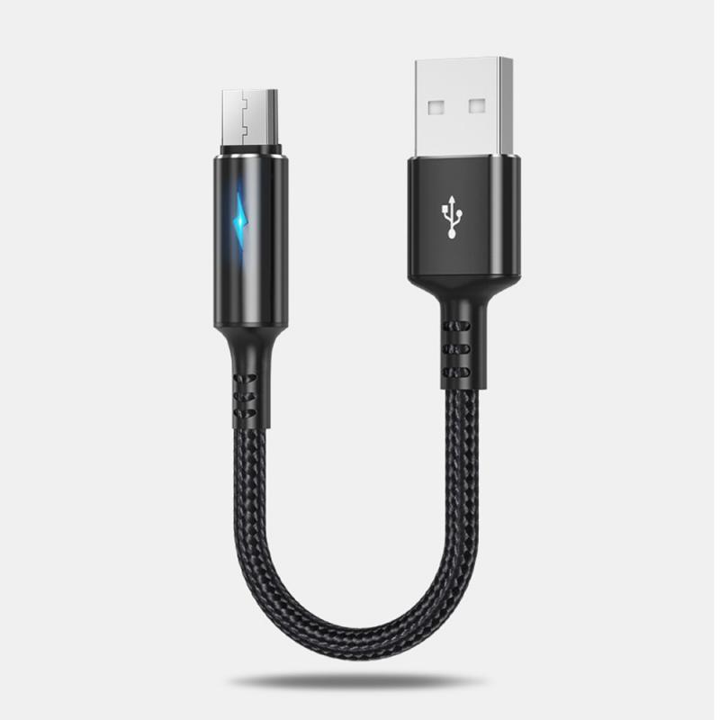 HdoorLink Короткий кабель типа C, 25 см, кабели для мобильных телефонов Micro USB, шнур для быстрой зарядки, синхронизации данных, USB-кабель-адаптер для iPhone Power Bank, Samsung Xiaomi Micro Cable чёрный