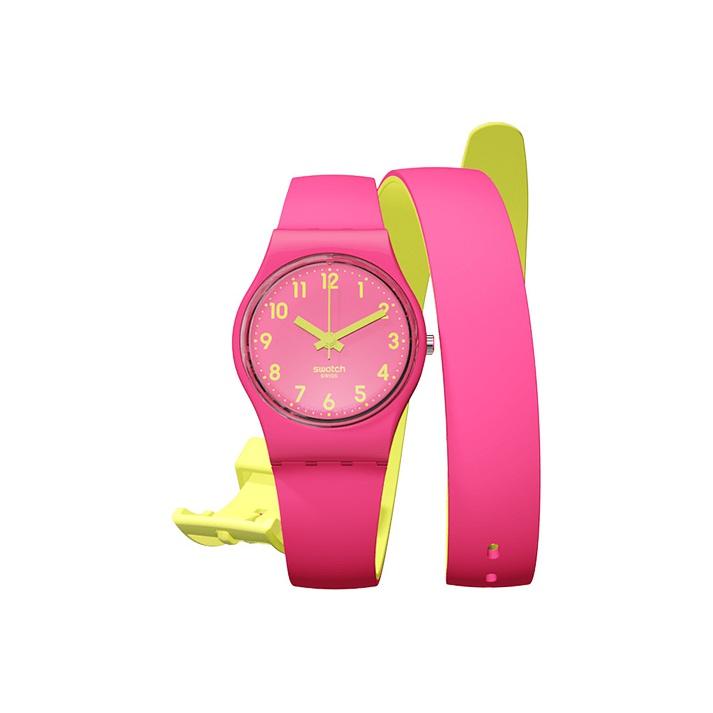 Swatch Originals Series Quartz Movement 30M Water Resistant Watch 25Mm Pink Dial Plastic Case Silicone Strap Women watches LP131 Pink pink