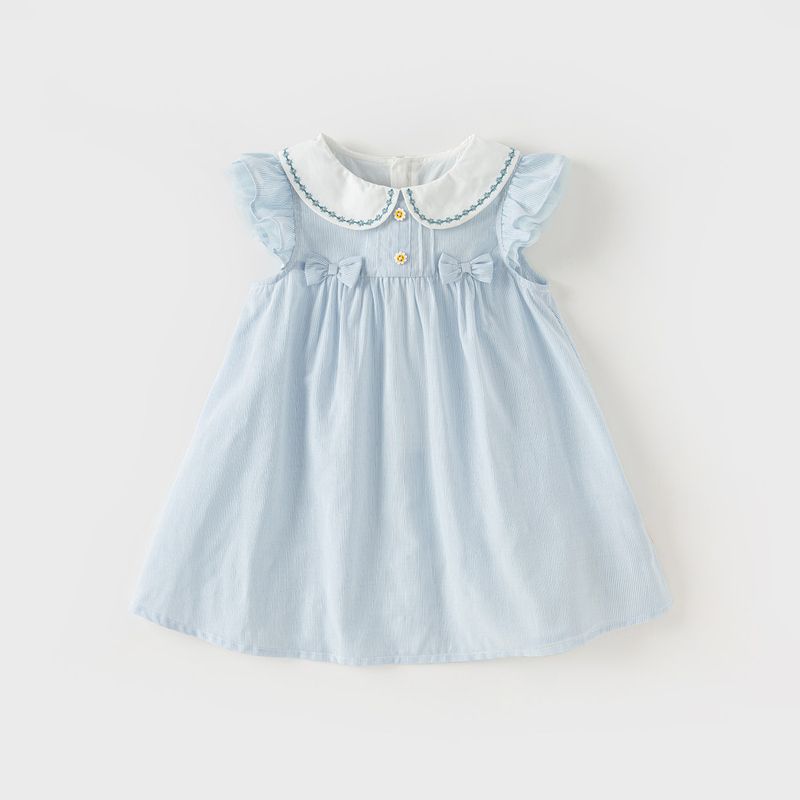 Модная юбка с воротником-куклой для девочки Детская одежда Blue and White Stripes [Ready in Stock] 80 cm TAOMall