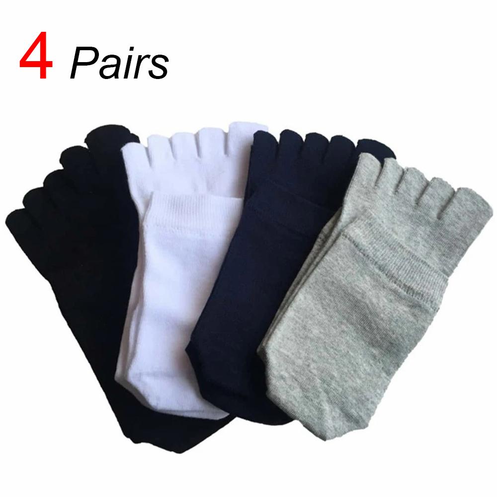 4 Pairs Solid Color Five Finger Socks Trendy Versatile Suitable Both Men Women Soft Comfortable Sweat Absorbing Breathable Socks One Size gray Versatile socks