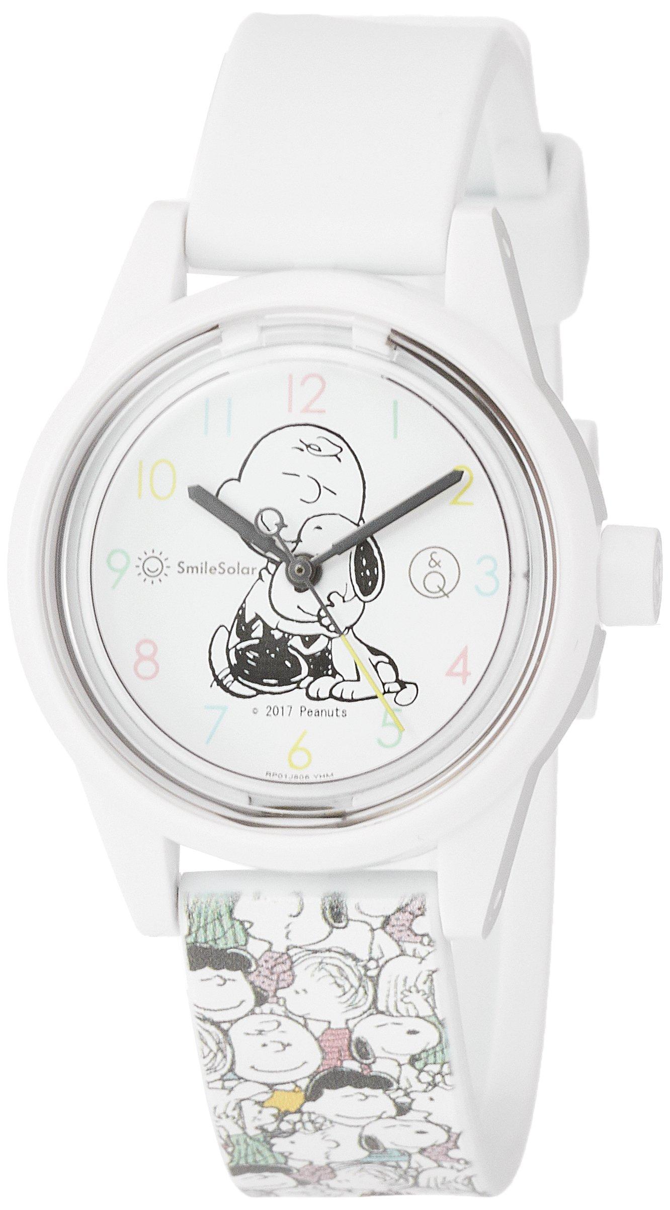 Наручные часы Citizen Q&Q RP01-806 Аналоговые Smile Solar Snoopy Водонепроницаемые с Уретановым Ремешком, Принт По Всей Поверхности, Белый white HAYAO