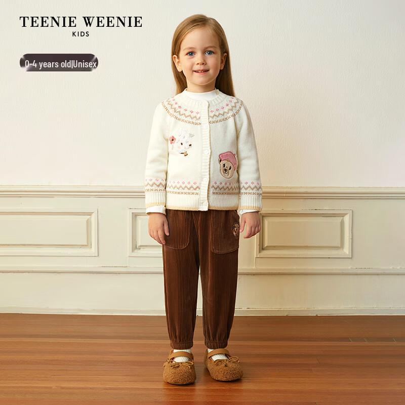 Teenie Weenie Kids 2025 Осень/Зима Велюровые брюки на флисовой подкладке 90 cm розовый