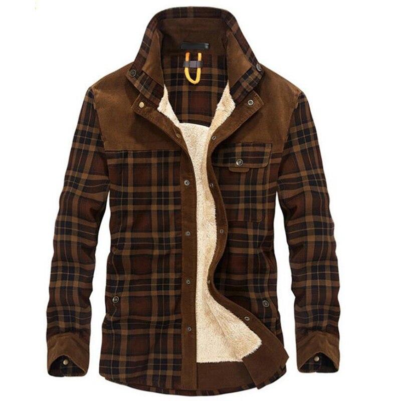 Мужские осенне-зимние повседневные толстые теплые рубашки Camisa Masculina Chemise Homme мужские шерстяные флисовые пальто в стиле милитаркоати M brown FASHION MALL-55