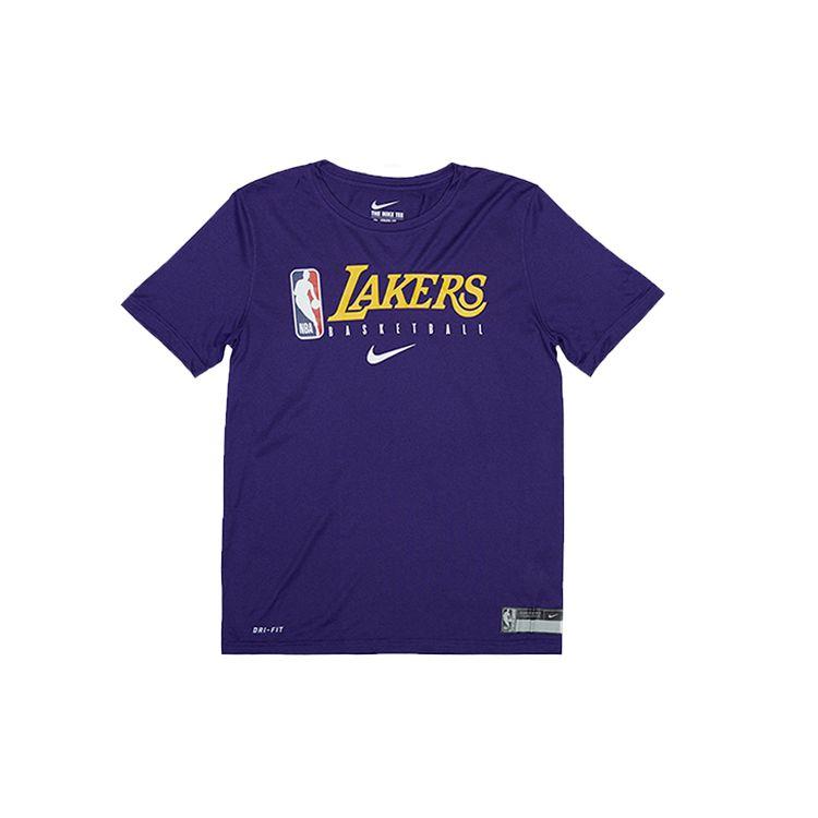 Nike T-Shirt Los Angeles Lakers Logo Breathable Short Sleeve Kids tops Purple 3Z2B7BBKU-LAK S gray
