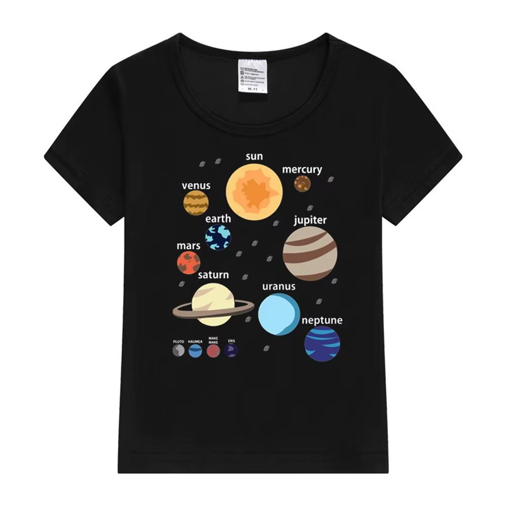 Solar System Planets Earth Sun Design Kids Tshirt Kawaii Tshirt Kids Summer Short Sleeve Tees Ca Harajuku Aesthetic Gothic S beige ICE fashion