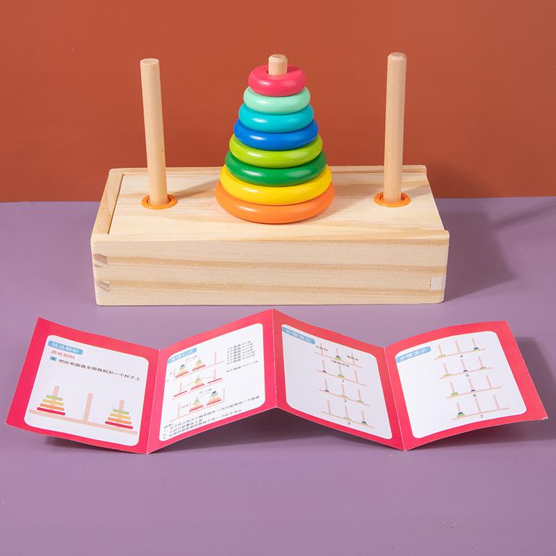 Wooden Children S Early Education Educational Eight-Story Hannota Rainbow Tower Building Block Storage Stacking Music Matching Toys beige TK Toys