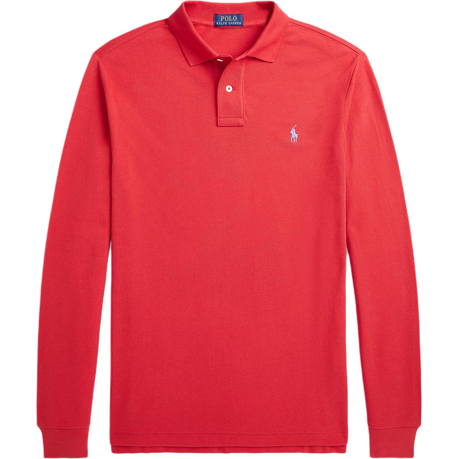 Polo Ralph Lauren Custom Slim Fit Хлопковое пике Поло с длинным рукавом Мужские топы Красный MNPOKNI16824140-600 M red