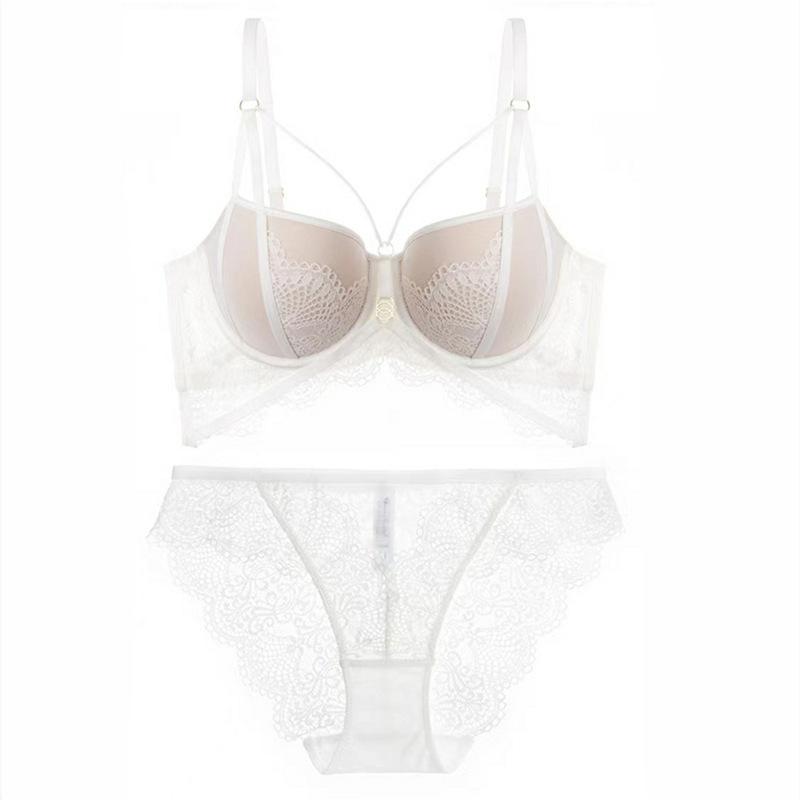 Женский сексуальный комплект кружевного нижнего белья, регулируемый комплект нижнего белья с маленькой чашкой и трусиками, комплект нижнего белья пуш-ап 70B белый Clare