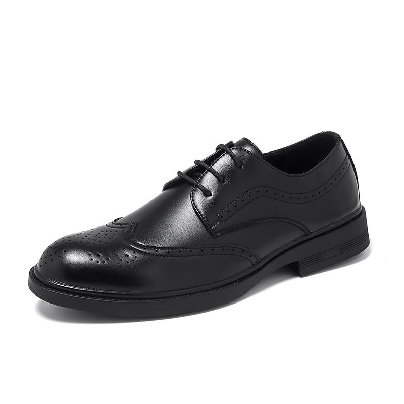 Кожаные туфли мужские Brock British Casual Business Dress Мужские кожаные туфли костюм Молодежные кожаные туфли 25850-R 38 чёрный GIRLSIII SHOES