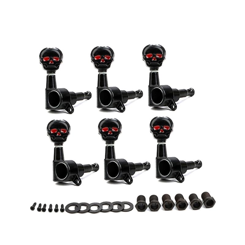 6 шт. 6R Ручки колков Replacement Skull Button Колки для настройки Ключи Тюнер Колков Гитара Часть Долговечный 1 black All For You