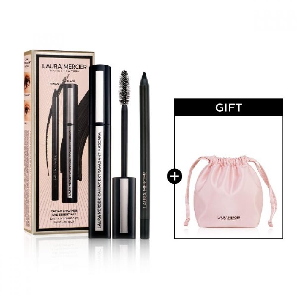 Laura Mercier Limited Eyeliner   Mascara Caviar Cravings  + Satin Pouch Gift Single option black