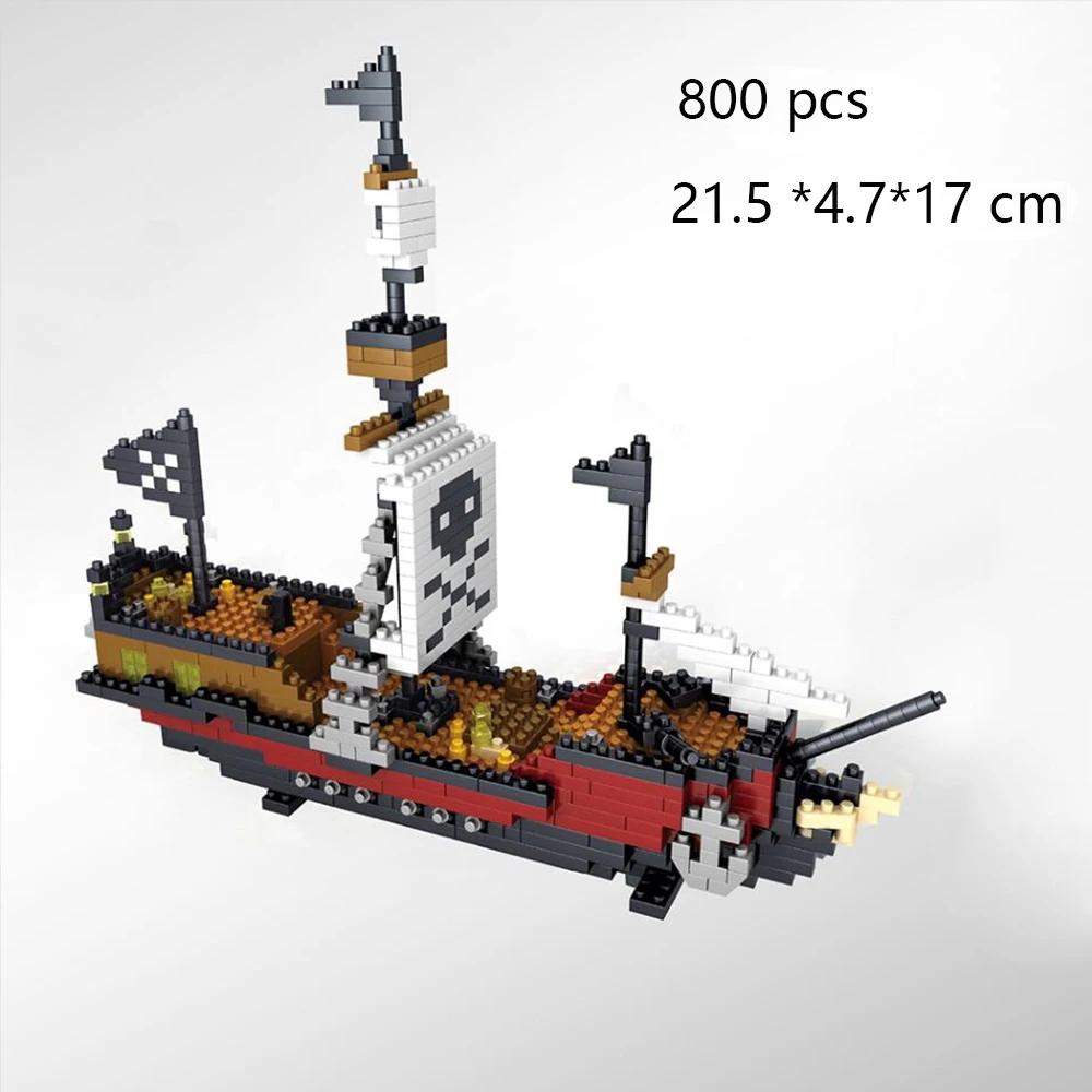 KNEW BUILT Пластиковые 3D-модели Строительные блоки Океанский Пиратский Корабль для Взрослых Мальчиков Микро Мини Кирпичики Игровые Наборы Парусник Военное Украшение in bag black Professional fishing