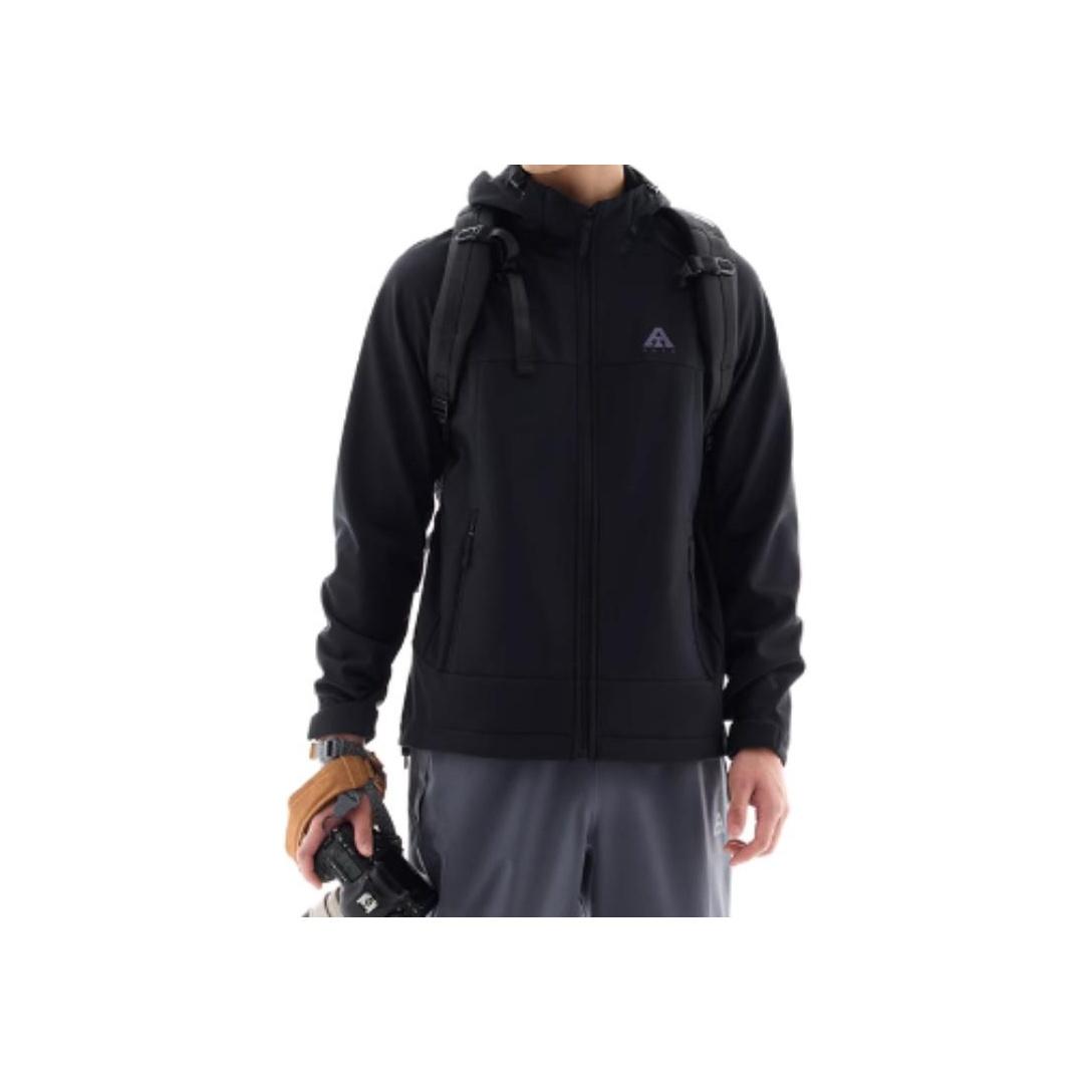 Anta Outdoor Series Hooded Solid Color Zipper Waterproof Windbreaker Men Outerwear Basic-Black 952446610-1 XL black