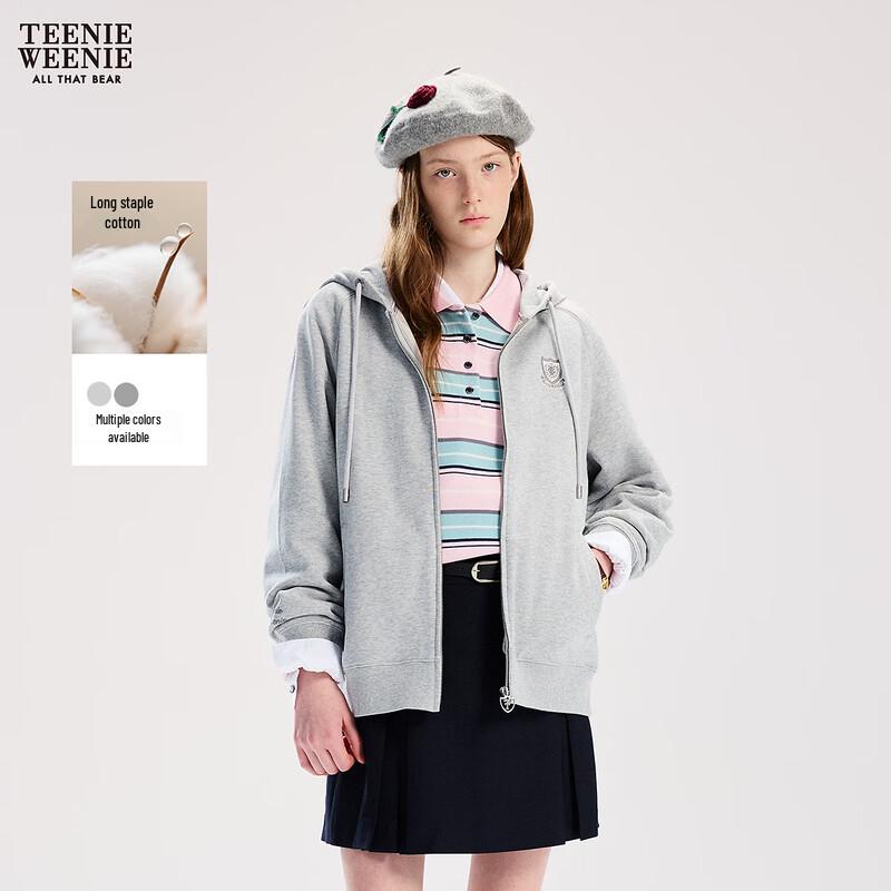 Женский худи с капюшоном Teenie Weenie с мишкой и надписью M gray