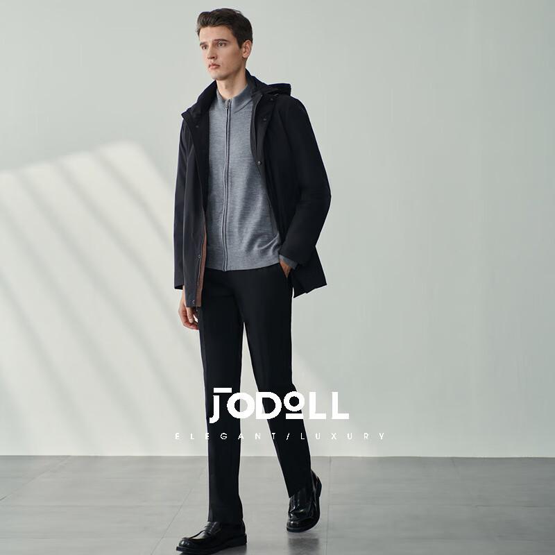 Мужскойтренчкот средней длины с капюшоном в стиле business casual от Qiaodun 48 темно-синий JDST online