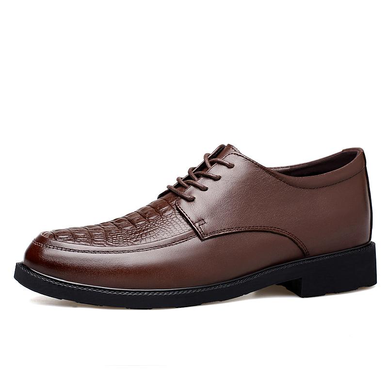 Luxury Brand Men Casual Flats Genuine Leather Business Oxford Shoes Antiskid Gentleman Shoes Crocodile Pattern Formal Dress Shoe 36 коричневый Footwear Finds