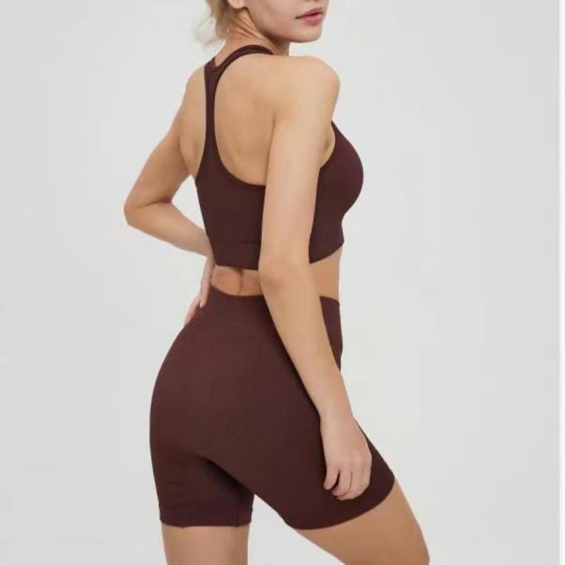 Летняя женская спортивная одежда без рукавов для бега на животе Push Up Short Shorts Fitness Bra Seamless High Talya Yoga Set S кофейный xuanjia fashion