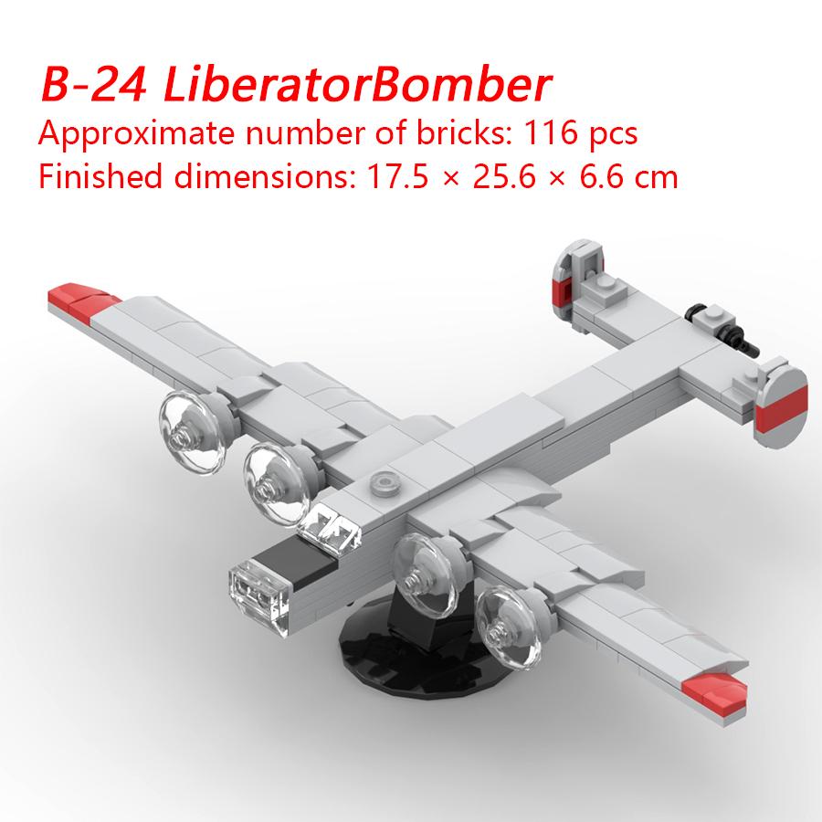 LiberatorBomber MOC Строительные блоки B-24 Liberator Дальнебомбардировщик Военная серия Модель самолета Сборная игрушка для мальчиков gray Interesting toys and dolls