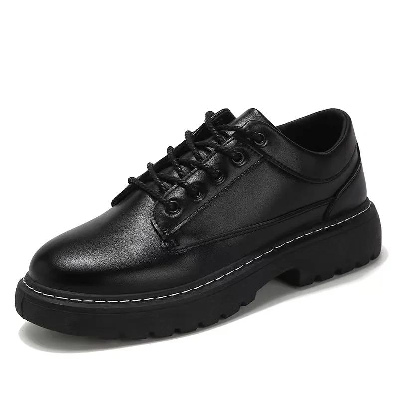 Men Casual Leather Shoes  Business Office Men Shoes Luxury Solid Wedding Men s Dress Shoes Lace-Up Platform Male Oxford Shoes 39 чёрный Stride Haven
