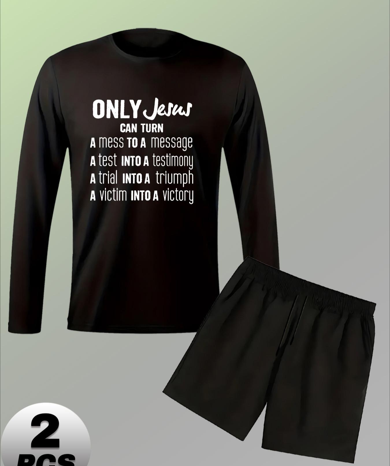 Men s Vintage Long Sleeve Shorts Set, Retro Style & Versatile, Perfect for Streetwear Looks S чёрный X-MARS