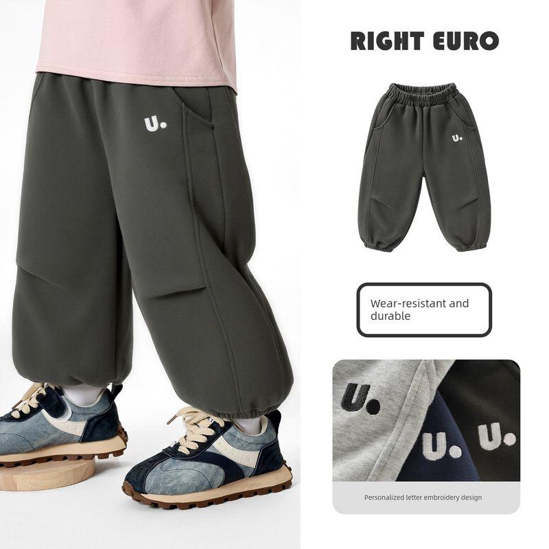 Right Side Boys  Sweatpants Simple Sports Long Pants Casual Versatile Knit Pants Autumn New Children s Clothing Toddler Trendy Dark gray 90 black TAOMall