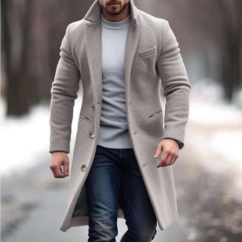 Мужское шерстяное пальто средней длины, ветровка S gray Shoekeeper