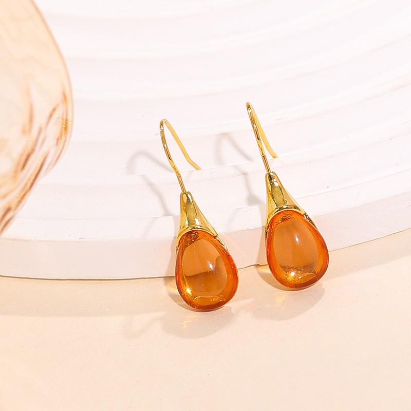 Серьги-подвески из камня «кошачий глаз» в четырех цветах - Элегантный и модный дизайн жёлтый Polaris star