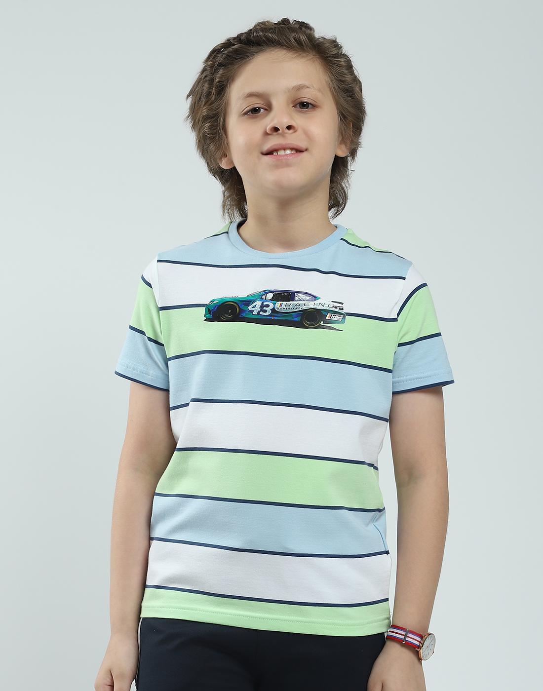 Мальчишеская полосатая футболка Monte Carlo, обычный крой, короткий рукав 5-6 Years синий
