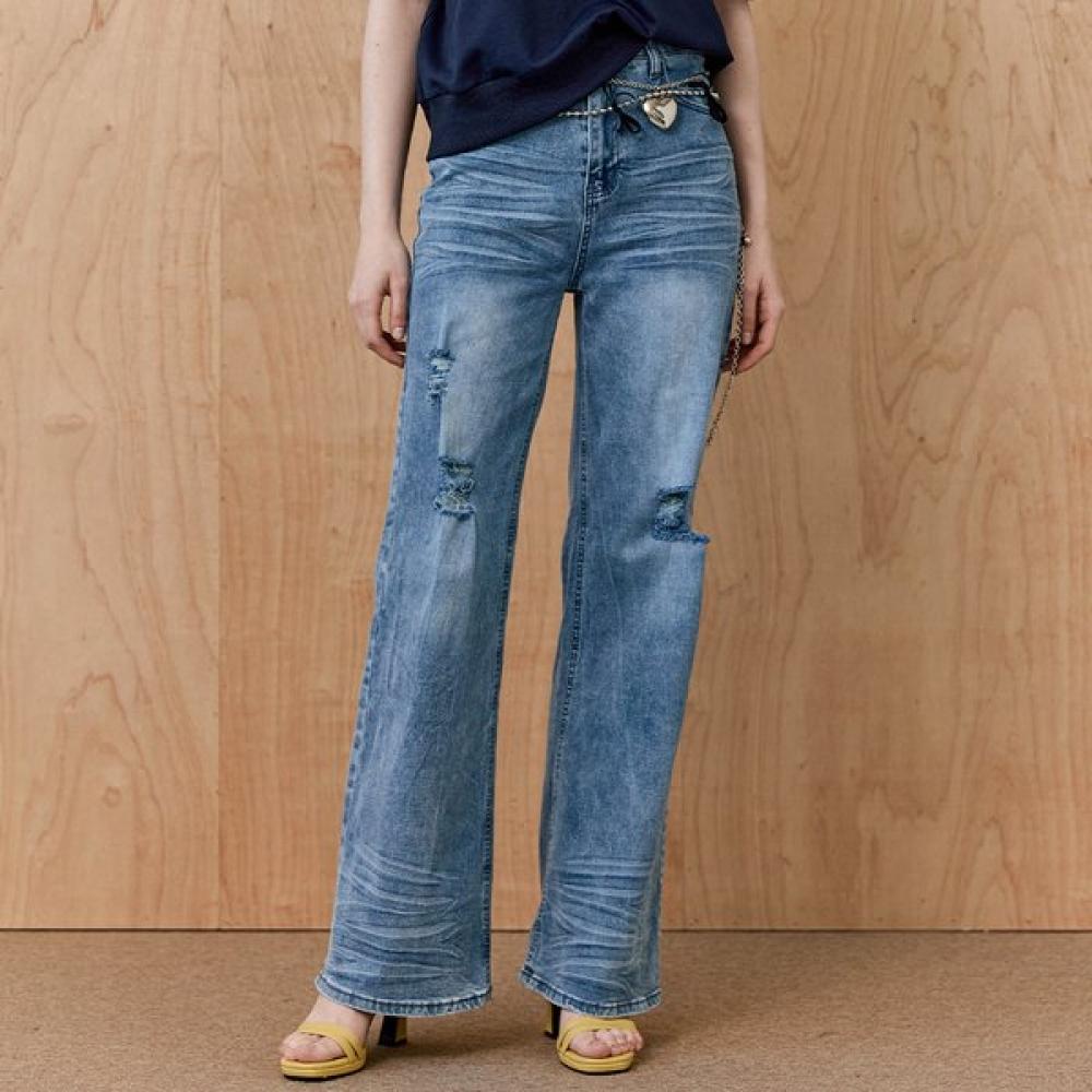 MAXZA Натуральные вымытые потертые джинсы bootcut Zd06ql001on Blue/SM gray