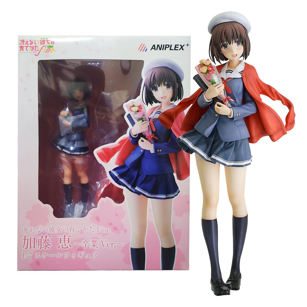 24см Фигурка Мегуми Като Saekano: Как воспитать скучную девушку Школьная форма Сезон выпускных Букет Модель Игрушечная кукла With box black Fashnics