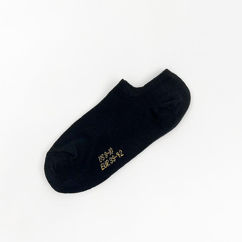 Мужские весенне-летние носки-лодочки однотонные с надписью 1 pair чёрный Simple Socks