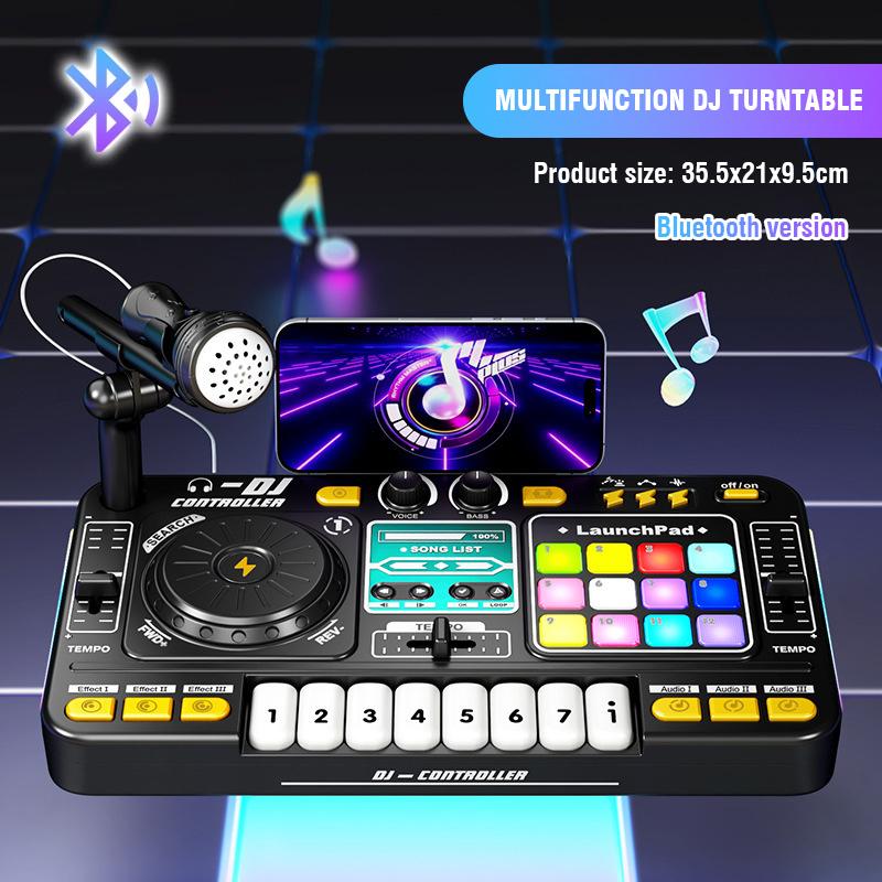 Детский DJ-микшер с микрофоном, электронное пианино, клавиатура, Bluetooth, DJ-вертушка, контроллер, музыкальный инструмент, детский рождественский подарок bluetooth blue caige6666
