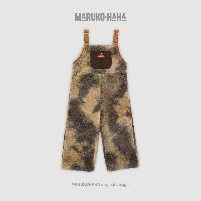 Комбинезон из градиентного плюша с изображением Зубочистки Мару Мару и его друзей. Осенне-зимний. Толстые повседневные брюки для девочек из искусственной овечьей шерсти. Oatmeal brown 120 cm gray TAOMall