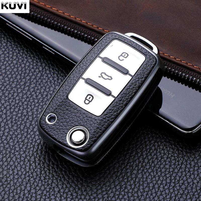 Чехол для автомобильного ключа из ТПУ, чехол-брелок для Volkswagen VW Polo Golf Passat Tiguan Beetle Caddy T5 Up Eos Skoda Octavia Seat Leon Altea серебряный Auto Parts Decorate