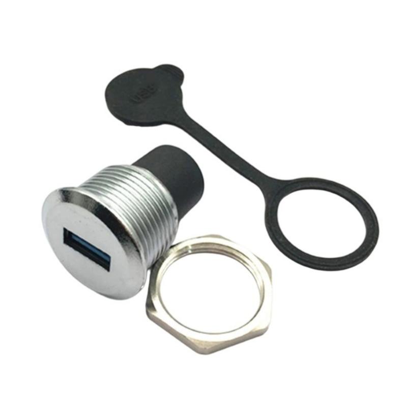 USB3.0 Женский на Женский Круглый Разъем для Панельного Крепления Водонепроницаемая Пылезащитная Крышка Разъем Высокоскоростная Передача Данных серебряный 666