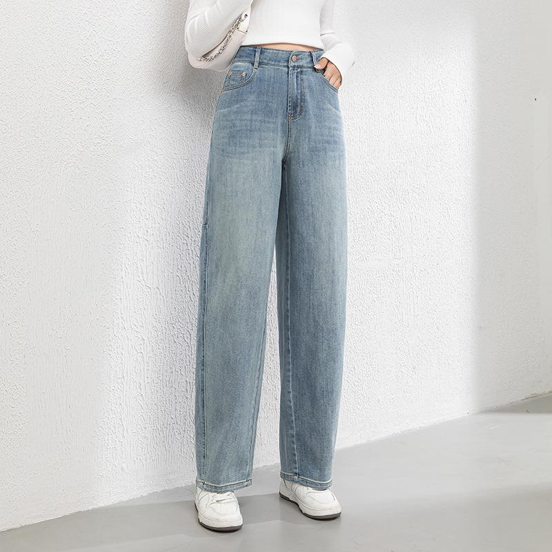 Women s High-Waist Loose-Fit Black Scimitar Jeans - Spring 2025 Fashion L (55-60 kg) синий CrestLink