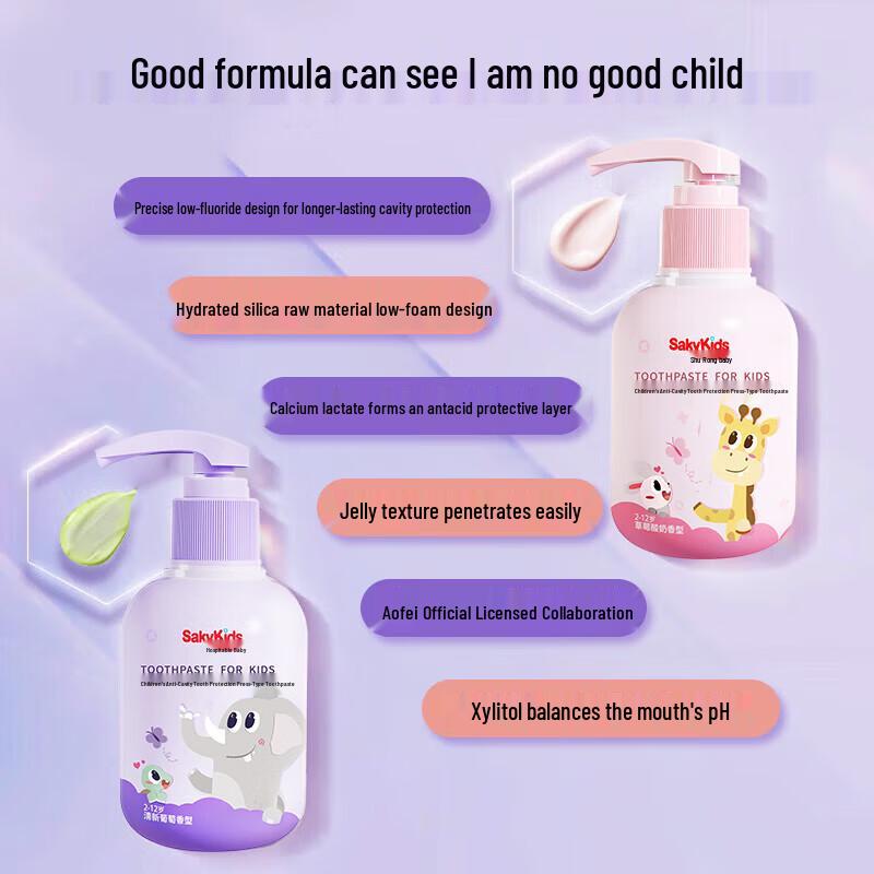 Детская фторированная зубная паста Shuke Baby против кариеса, со вкусом винограда, 150 г purple JDST online