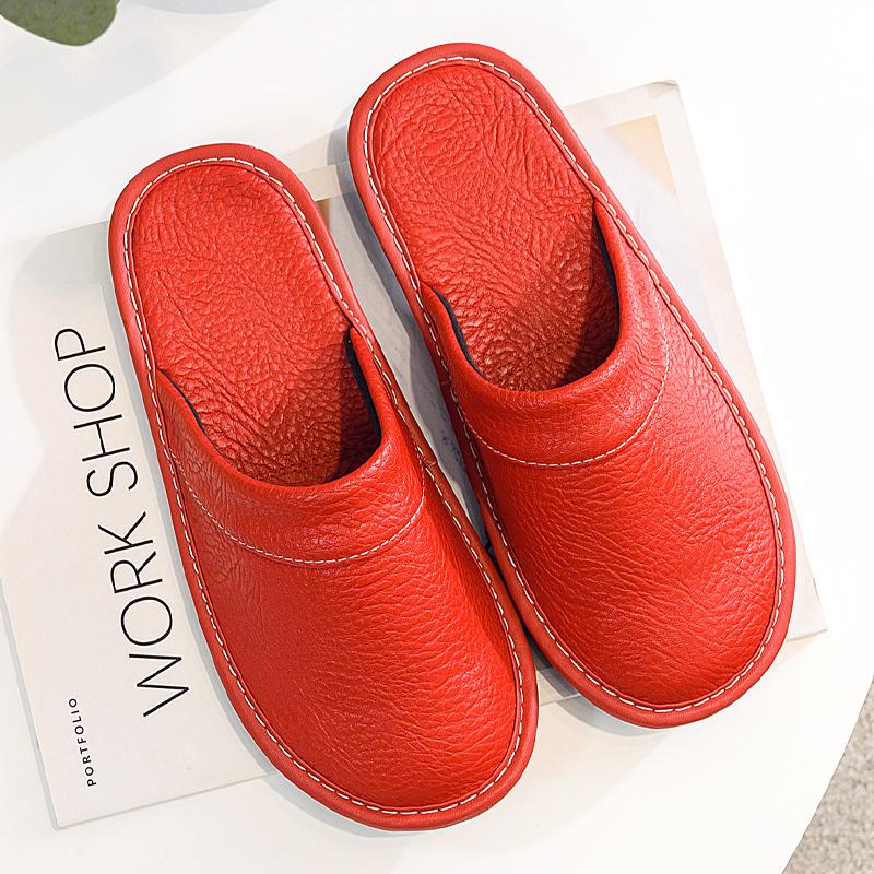 Lorilury Brand Home Leather Shoes for Men and Women Plus Size 47 48 Удобные тапочки для мужчин Коричневый Indoor Slides CN 35-36 красный Glide Gear