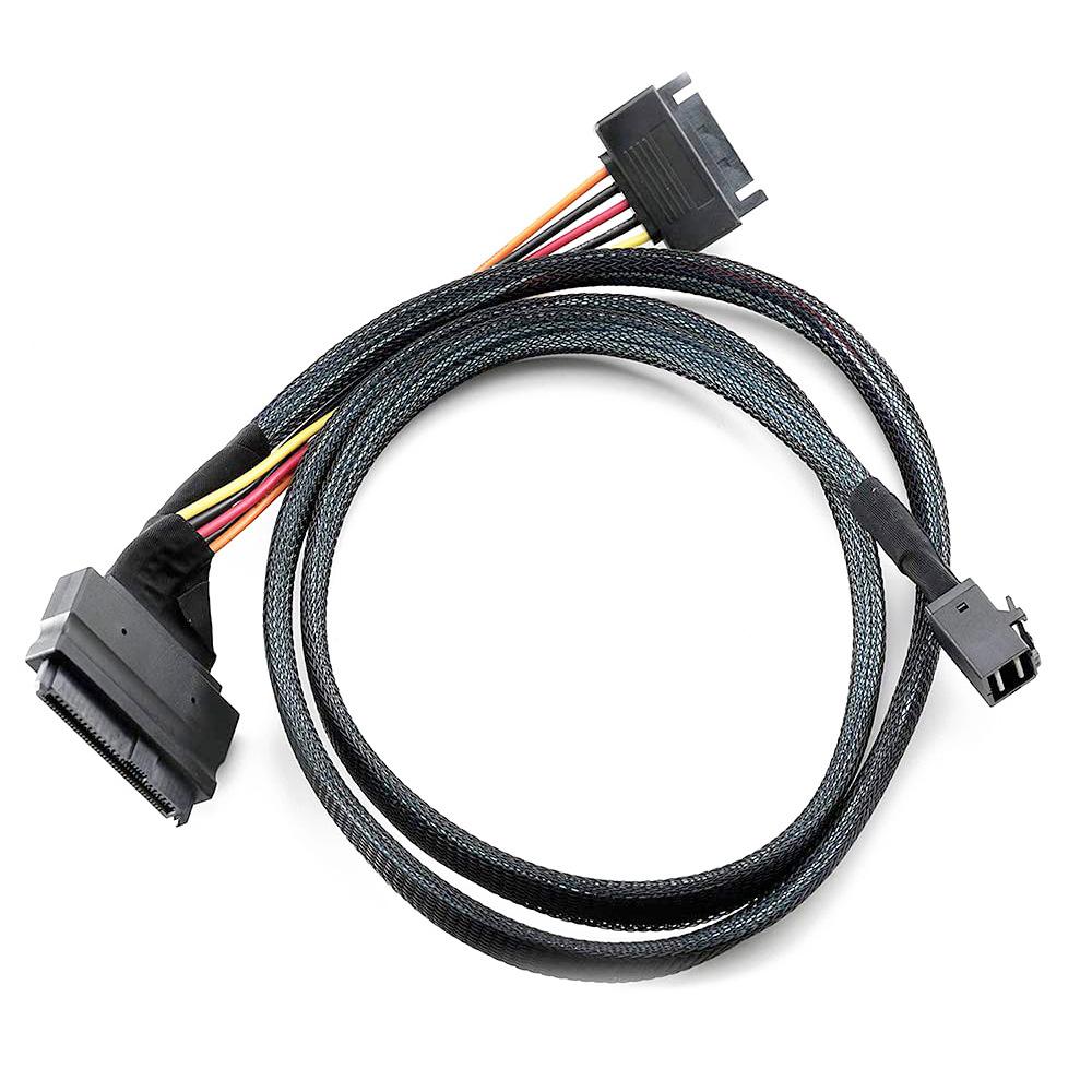 Кабель SFF-8639 68P Прямой + PWR к SFF-8643 36P Mini SAS U.2 Для 2.5 NVMe SSD black Automotivemechanicalparts