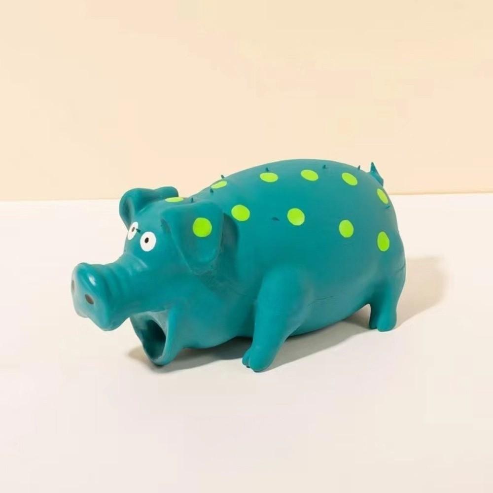 Хрюкающий поросенок пищалка Прочная игрушка для самостоятельной игры Латексные жевательные игрушки для собак Мягкий латекс со звуком пищалки Игрушка для сжимания для собак Домашние животные играют синий Seahorse Home