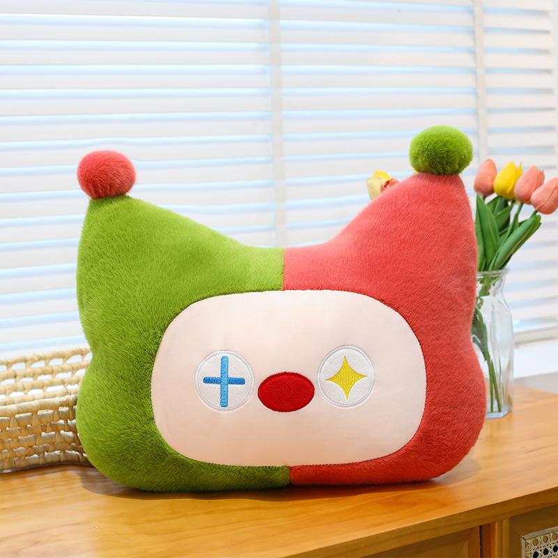 Cute clown plush toy girl bedside pillow car waist chasing drama throw pillow activity home ornament 35*40cm【0.53kg】 red Bai Fen Bai dolls and toys