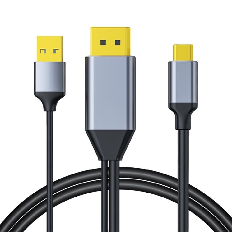 Кабель-переходник USB Type C на  4K@60Гц с поддержкой сенсорного ввода, кабель «папа» — «папа» Type C для мониторов 1 gray Happy Electronic King