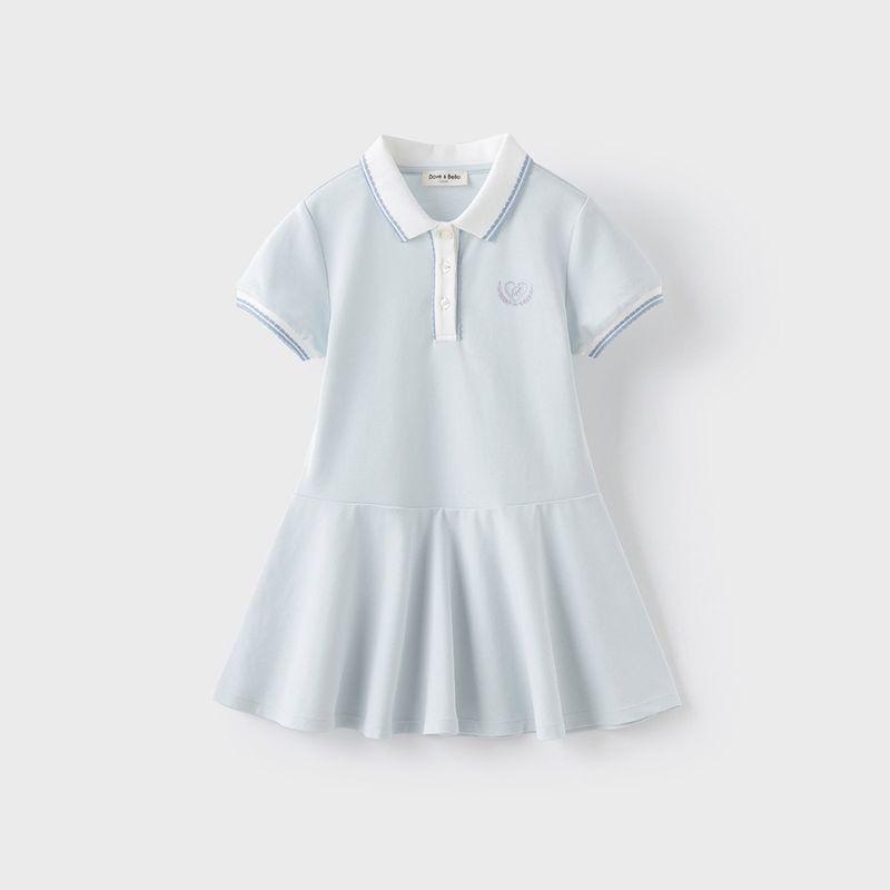 David Bella Girls  Dress, Girls  Skirt, 2026 Summer New Style Kidsren s Polo Skirt, Antibacterial and Cool Kidsren s Clothing Light Blue [Ready in Stock] 160 white TAOMall